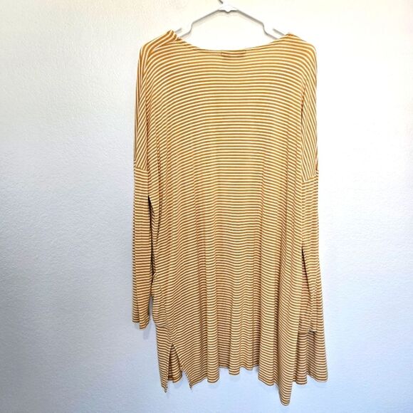 CJLA | Striped Mustatd White Long Line Pocket Soft Cardigan, Womens Medium - Picture 5 of 5